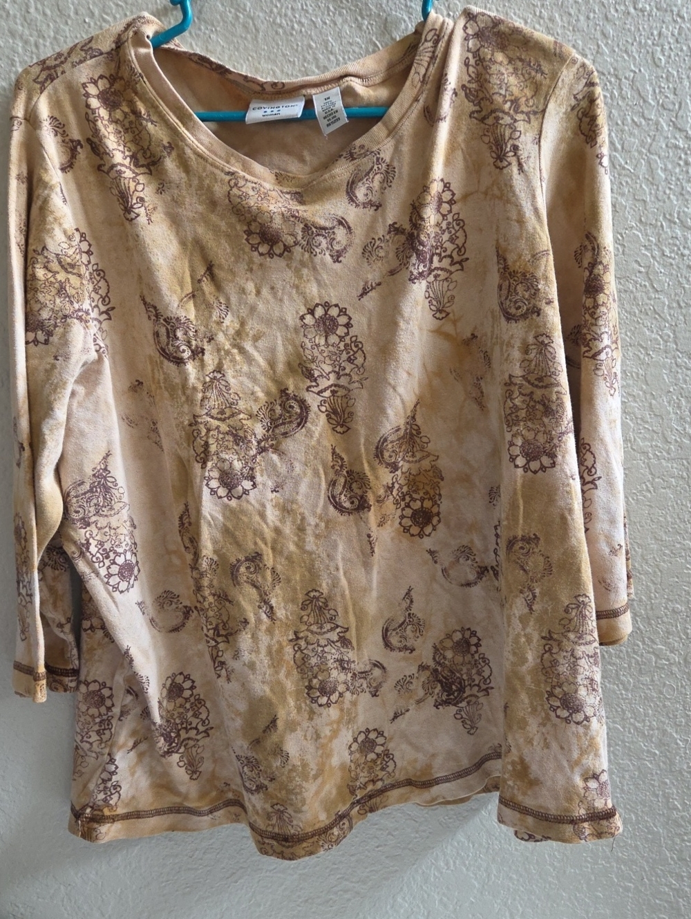 Covington Beige Paisley Long Sleeve Tee